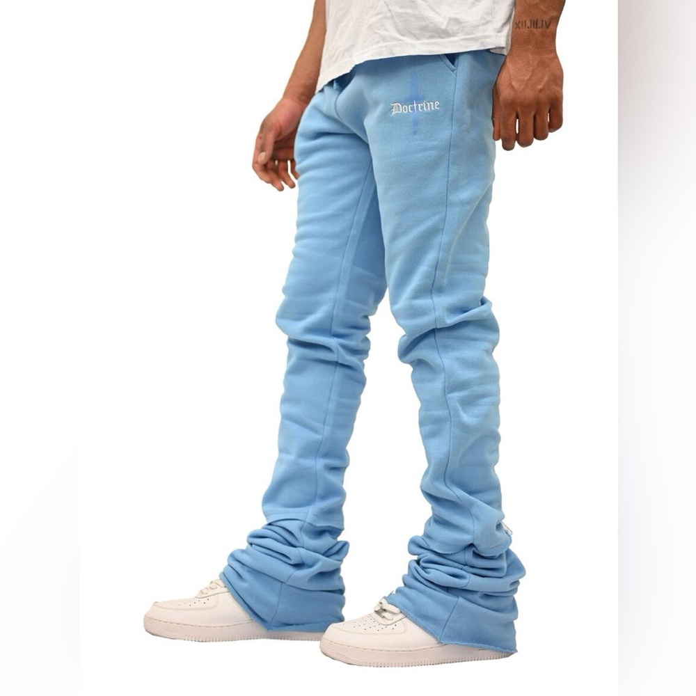 Blue Double Stacked Joggers